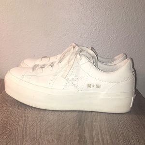 White/cream one star converse platforms!